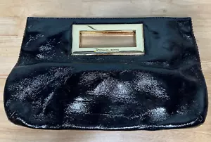 Michael Kors Berkley Large Clutch Shiny Crimson Patent Leather Gold Formal Party - Picture 1 of 8