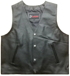 Mens Leather Vest Waistcoat Fashion Stylish Motorcycle Leather Plain Biker Vest - Bild 1 von 3