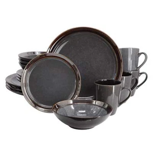 Gibson Elite Priya 16 Piece Stoneware Reactive Glaze Dinnerware Set in Grey - Picture 1 of 8