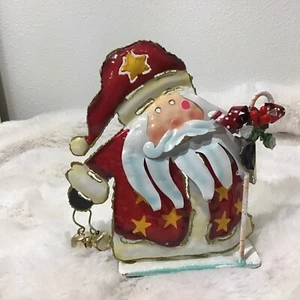Kerzenständer Weihnachtsmann aus Metall. WEIHNACHTSKERZENSTÄNDER. 7” mal 6” - Bild 1 von 2