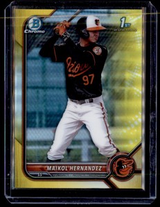 2022 BOWMAN CHROME YELLOW PARALLEL SP MAIKOL HERNANDEZ RC /75 BALTIMORE ORIOLES