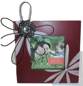 Green Tree Gallery Photo Frame Flower Rhinestone 6.5" X 6.5" Holds 4" X 4" New - Picture 1 of 5