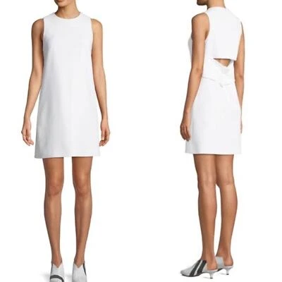 Tibi white structure crepe cutout open back sleeveless shift dress size 0 - Image 1 of 4