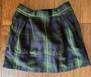 Lands End Uniform GIRLS PLAID PLEATED SKORT - Top of Knee - Hunter/Navy Size 4-5 - Picture 1 of 2
