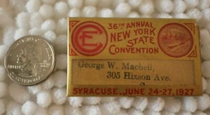 1927 Christian Endeavor Syracuse New York Convention Name Badge Pin Pinback - Picture 1 of 2