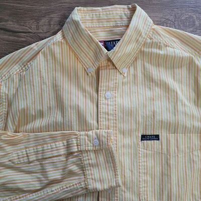 Camisa a Rayas Chaps Ralph Lauren Amarilla/Naranja Abotonada Manga Larga Para Hombre M Foto 1 de 4
