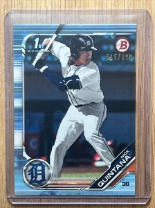 Bowman Draft 2019 Nick Quintana BD-105 carta blu cielo parallela 315/499 tigri - Foto 1 di 2