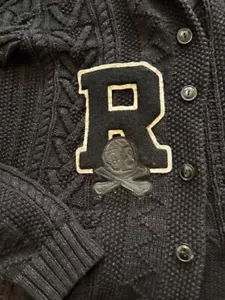 Polo Ralph Lauren Denim Supply Skull Leather Patchwork Aztec Rugby Sweater L - Picture 1 of 16