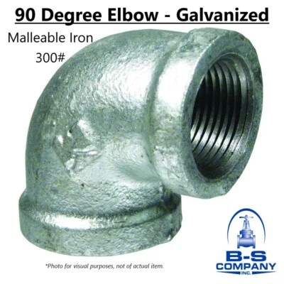 90 Degree Elbow 4" 300# Galvanized Malleable Iron GMI Threaded Pipe Fitting - Image 1 of 3