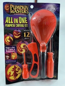 Pumpkin Halloween Carving Kit 2 Saws 1 Scoop 1 Jumbo Drill Patterns NEW Witch - Picture 1 of 5