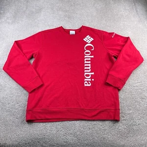 Columbia Sweatshirt Men Large Red Trek Crewneck Pullover Spellout Logo Mountain - Picture 1 of 12