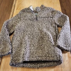 Class Club Fuzzy Soft Fleece 1/4 Zip Pullover Sweater 14/16 Kids Beige 18" p2p - Picture 1 of 7