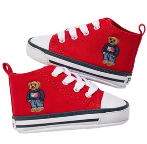 Polo Ralph Lauren Hamptyn HI amerikanische Flagge Bär Säugling Turnschuhe Größe 2 (3mo-6mo) - Bild 1 von 8