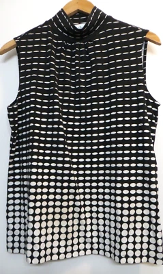 Studio Works Shirt Womens XL Black White Geometric Mock Neck Sleeveless FADED - Image 1 of 4