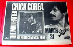 Chick Corea The Mad Hatter/Gig Vintage ORIG 1978 Press/Magazine ADVERT 12.5"x 9" - Imagen 1 de 3