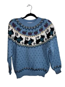 NORTHERN ISLES Womens Acrylic Knit Scottie Doggie Pullover Sweater Sz M - Picture 1 of 10