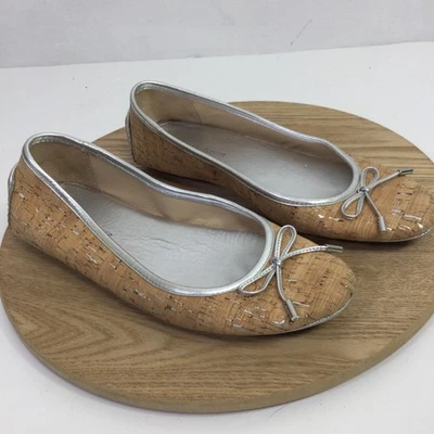 Donald J Pliner Mujer Corcho Acolchado Ballet Pisos Sin Cordones Cuero Beige Talla 8 Foto 1 de 4