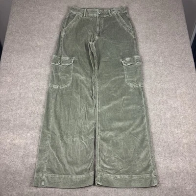American Eagle Baggy Wide Leg Pants Cargo Womens 6 Green Corduroy Skater 28x31 - Image 1 of 4