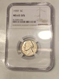 1959 P Jefferson Nickel NGC MS65 5FS. Full Steps - Picture 1 of 6