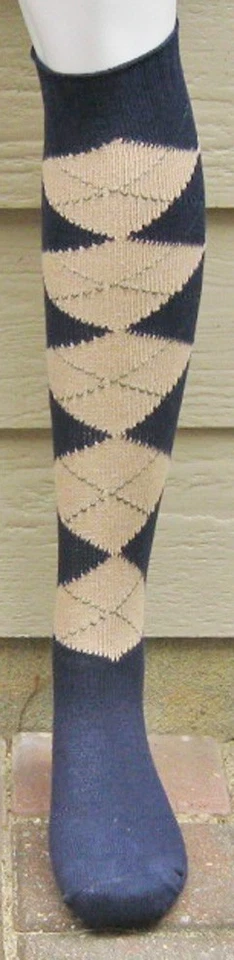 Calcetines Argyle azul marino/caqui para hombre hasta la rodilla Foto 1 de 1