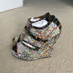 Sandalias Jeffrey Campbell Wedges Havana Last Multi Pintura Salpicaduras Plataforma 6.5 - Imagen 1 de 10