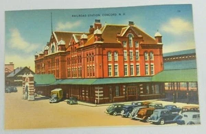 Alte Postkarte 40er Jahre Bahnhof Concord N.H. Farbe 19 - Bild 1 von 2