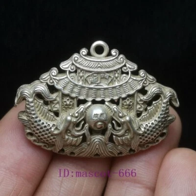 Antiguo Collar Colgante Bebé Dragón Hecho a Mano Plata Tíbet Chino Colección Regalo Foto 1 de 4