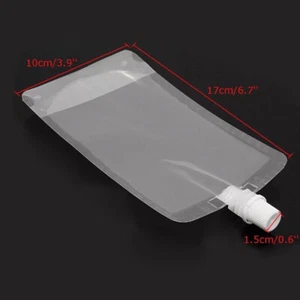 5PCS 250ML Clear Plastic Spout Flask Bladder Bags Alcohol Pouch Leak Proof Cap - Picture 1 of 10
