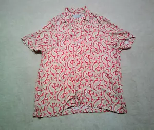 AllSaints Button Up Shirt Mens Large Red Paisley - Picture 1 of 8