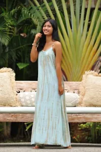 Womens Tie Dye Sleeveless Bohemian Maxi Tank Dress Holiday Beach Loose Sundress - Picture 1 of 8