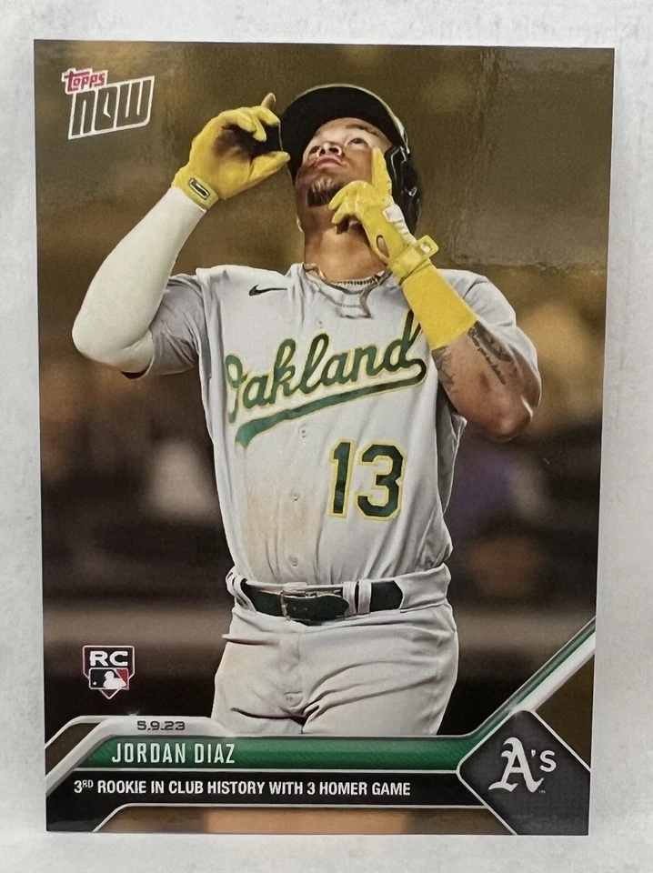 2023 Topps Now #ODB-10 Jordan Diaz RC Oakland A’s 3 HR In One Game Bonus Card - Image 1 of 1