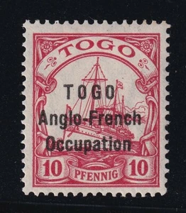 TOGO - ANGLO-FRENCH OCCUPATION SgH31 -10pf carmine- LHM + Ceremuga Certificate - Picture 1 of 3