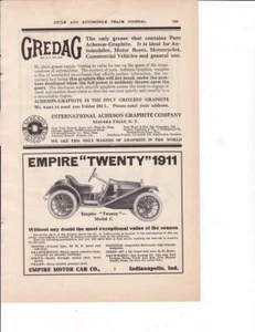 1911 Empire Twenty Model C Runabout Car Ad/ Gredag Acheson-Graphite - Picture 1 of 1