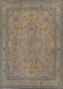 Vintage Muted Peach Distressed Traditional Hand-made Room Size Area Rug 10x12 - Picture 1 of 23