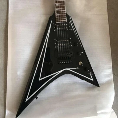  New Arrival Rhoads Electric Guitar black tremolo bridge white strips guitar - Image 1 of 4
