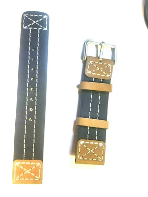 Jeep Per Campo Cinturino Nero & Braun Natrual Pelle 20mm Vedi Elenco - Immagine 1 di 2