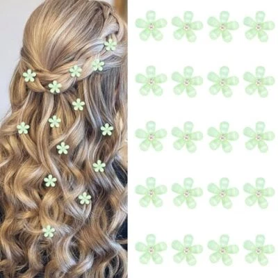  Mini accesorios para el cabello con flores con diamantes de imitación lindos alfileres para el cabello, verde boda Foto 1 de 4