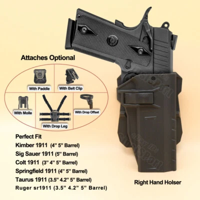1911 Holster Fit Taurus 1911 Colt 1911 Kimber 1911 Sig 1911 Springfield 1911 OWB - Image 1 of 4