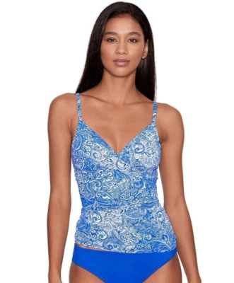 Топ танкини Lauren Ralph Lauren X1756 Paisley на косточках с контролем живота, синий, 8 - Изображение 1 из 3