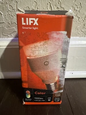 New LIFX Color A19 1100Lm Lumens Wi-Fi Smart LED Light Bulb E26 Box In Bad Shape - Image 1 of 3