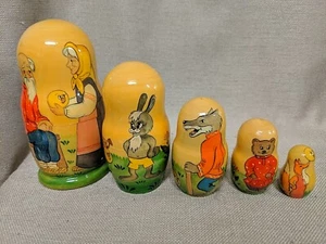 Russian Nesting Dolls Set of 5 Wooden Hand Painted - Picture 1 of 8
