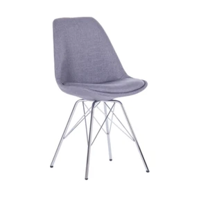 2 x Grey Upholstered Fabric Dining Office Chair eiffel Chrome Metal Legs - Picture 1 of 8