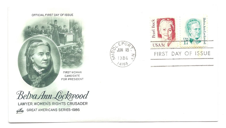 2178 17c Belva Ann Lockwood, ArtCraft, single, FDC - Image 1 of 1