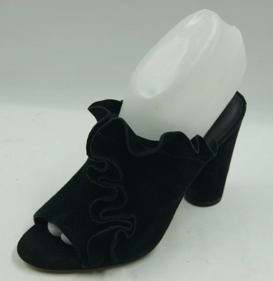 Rebecca Minkoff Jaxon Sandals Women's 6 Black Suede Block Heel Slip-On Sandals - Image 1 of 4