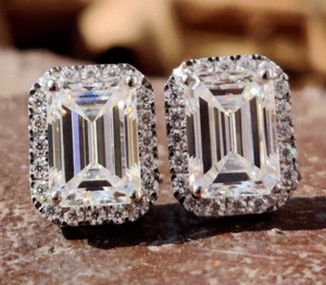 5.40 Ct Certified Treated Off-White Diamond Solitaire Studs 925 Silver - Picture 1 of 8