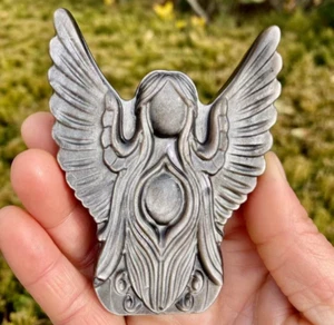 Natural silver obsidian Angel carved Quartz Crystal Skull statue reiki gift 1pc - Picture 1 of 7