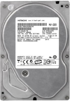 Hitachi Cinemastar 5K500 HCS545040GLA380 400GB 7200RPM 8MB SATA II 3.5'' Inch - Image 1 of 3