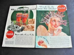 1934 Start with a Coca-Cola. ..That refreshes-Set of (2) Magazine Ads. Prints. - Picture 1 of 9