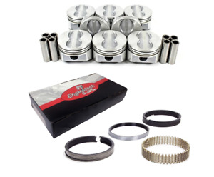 Flat Top Pistons & Pins w/ Cast Rings for Chevrolet SBC 350 5.7L