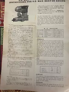 O.S. MAX H60 F R/C Vintage Engine Instruction Sheet Manual English Japanese ST7 - Picture 1 of 3